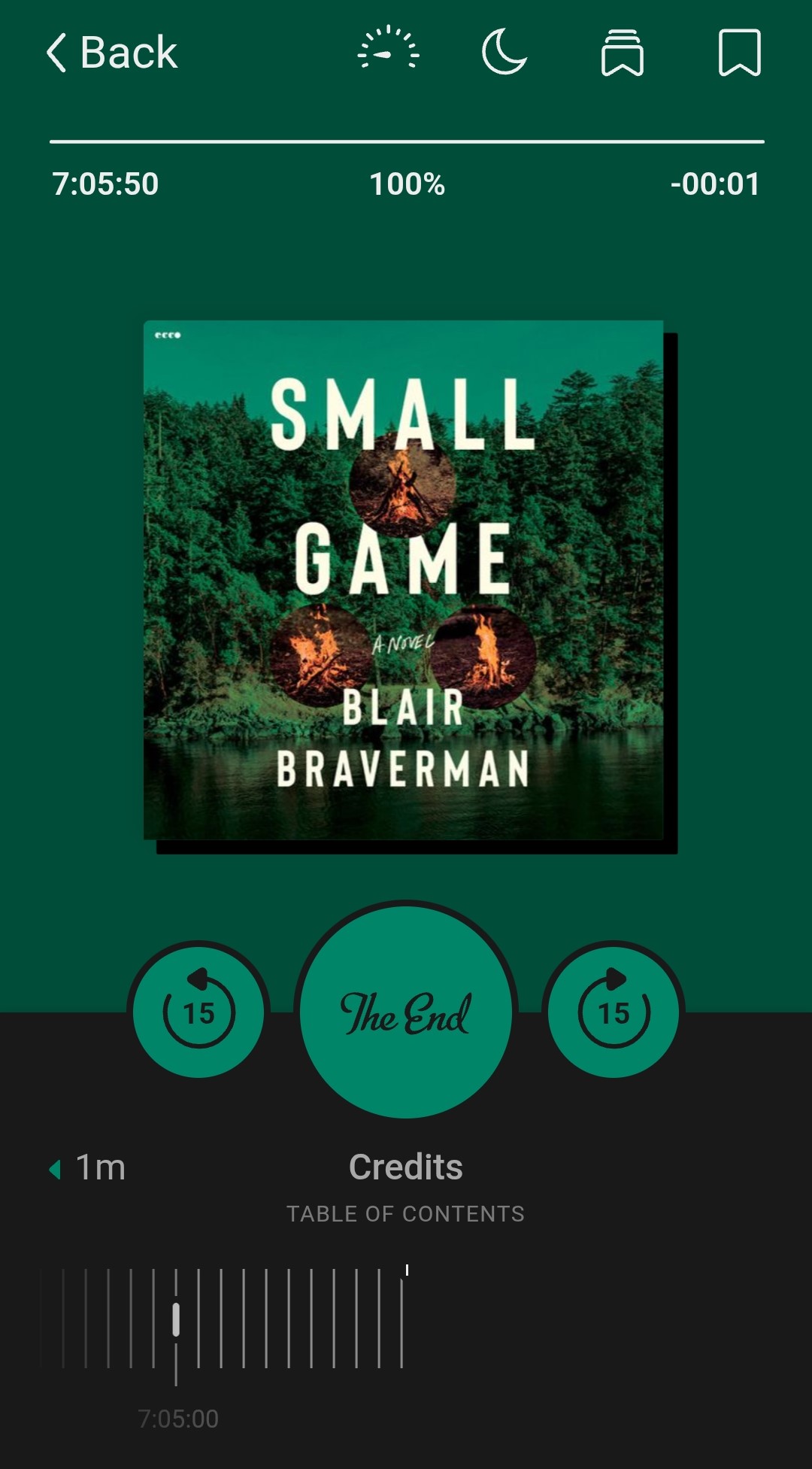 Ending image of the audiobook Small Game by Blair Braverman